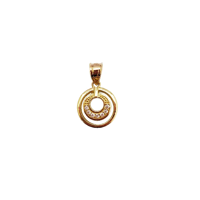 Religious Pendants with Cross or Star of David DesignsOutlined Round Shape Pendant (14K)