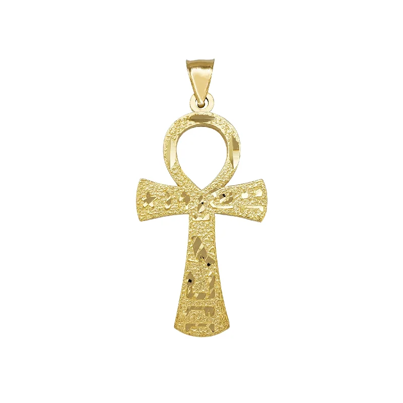 Initial Letter Pendants for a Personalized TouchSandstone Textured Diamond-cuts Ankh Pendant (14K)