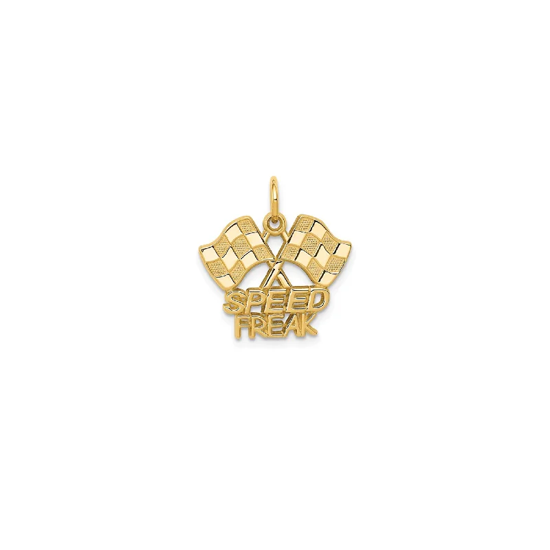 Religious Pendants with Cross or Star of David Designs"Speed Freak" Textured Racing Flags Pendant (14K)