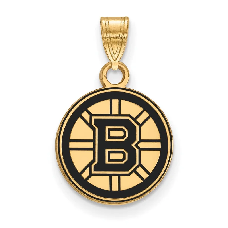 Gemstone - Encrusted Pendants with a Sparkling CenterpieceSS 14k Yellow Gold Plated NHL Boston Bruins SM Enamel Disc Pendant