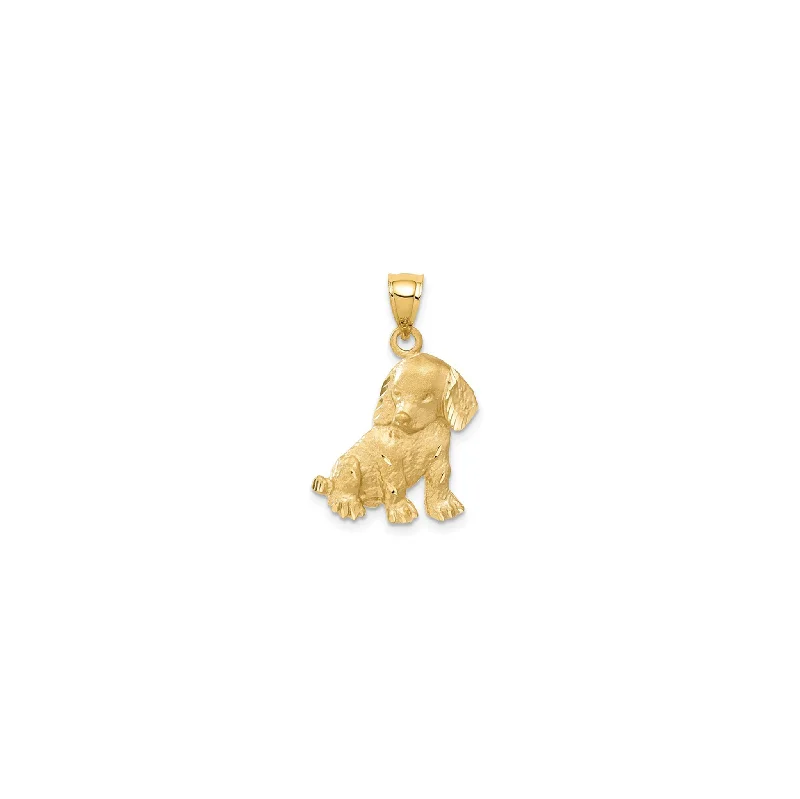 Gemstone - Encrusted Pendants with a Sparkling CenterpieceTextured Puppy Pendant (14K)