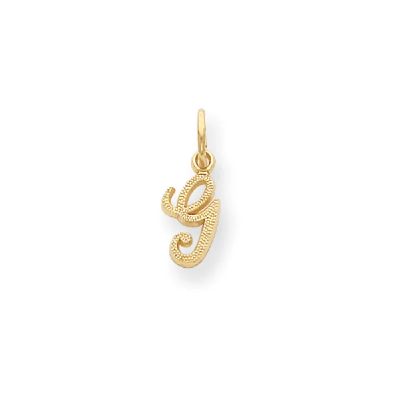 Religious Pendants with Cross or Star of David DesignsThe Sadie 14k Yellow Gold Mini Satin Script Initial Charm, Letter G