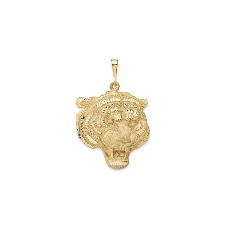 Religious Pendants with Cross or Star of David DesignsTiger Head Diamond-Cut Pendant (14K)