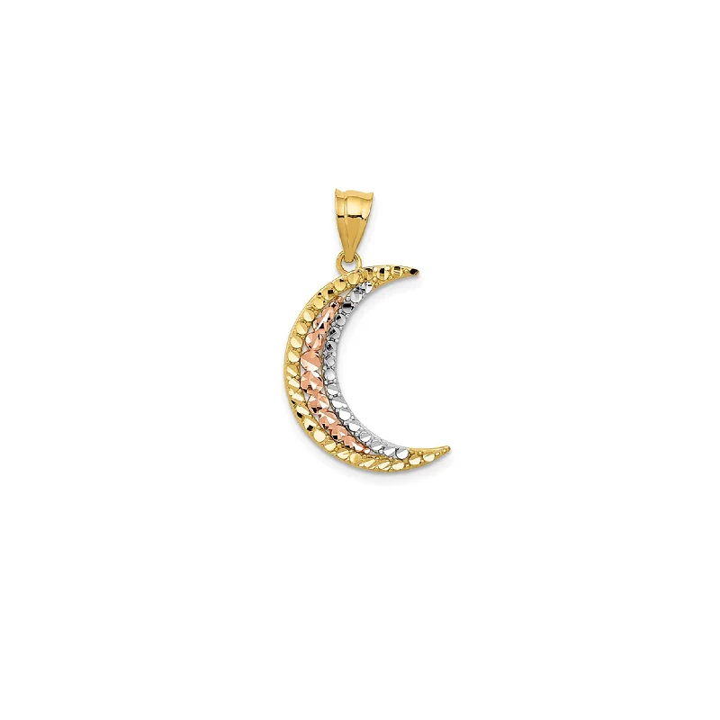 Animal - Shaped Pendants in Sterling SilverTricolor Beads-Cuts Crescent Moon Pendant (14K)