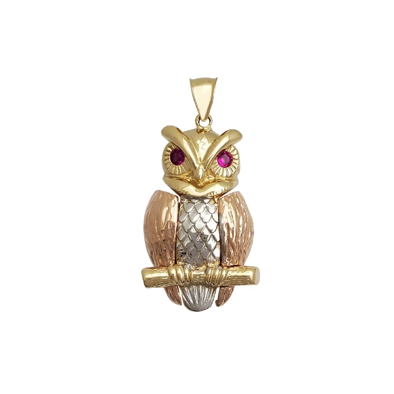 Initial Letter Pendants for a Personalized TouchTricolor Red-Eyes Owl Pendant (14K)