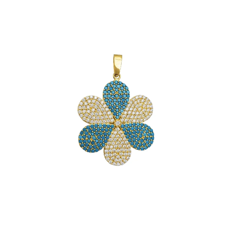 Initial Letter Pendants for a Personalized TouchZirconia Cyan Six-Petals Flower Pendant (14K)