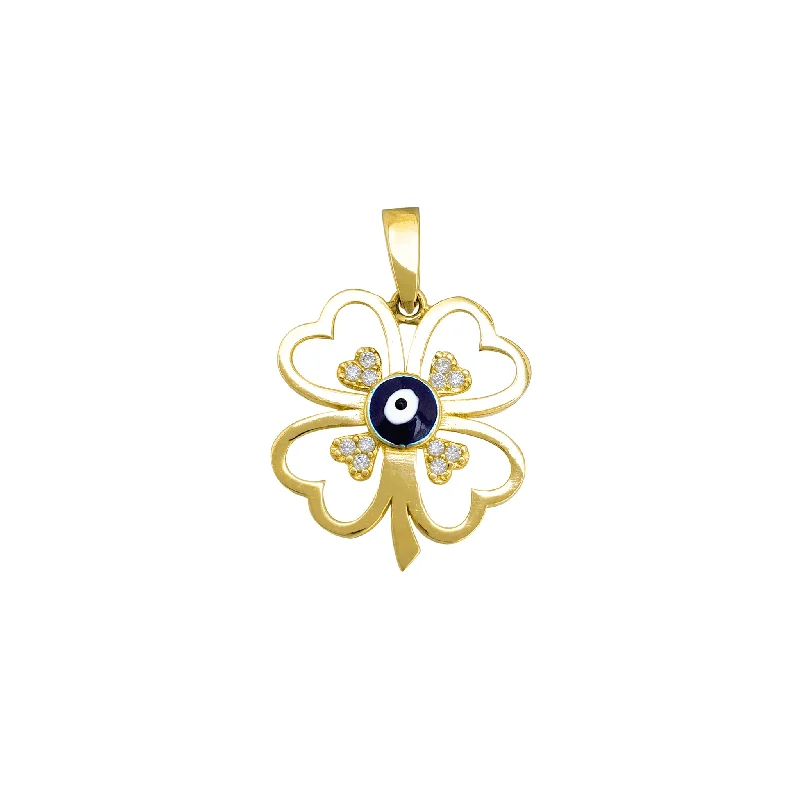 Initial Letter Pendants for a Personalized TouchZirconia Evil-Eye Four Clover Pendant (14K)