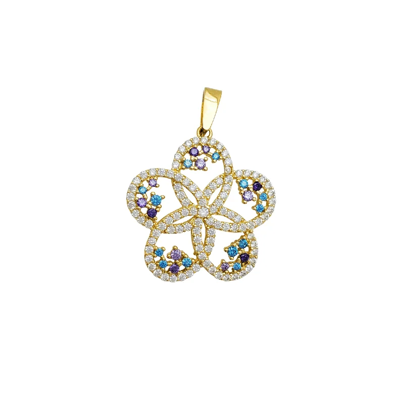 Religious Pendants with Cross or Star of David DesignsMulti-Color Five-Petaled Flower Pendant (14K)