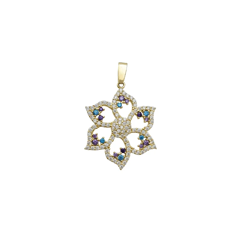 Gemstone - Encrusted Pendants with a Sparkling CenterpieceZirconia Multi-Color Flower Pendant (14K)