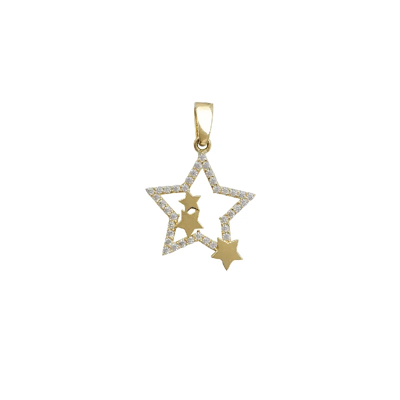 Gemstone - Encrusted Pendants with a Sparkling CenterpieceZirconia Outlined Star Pendant (14K)